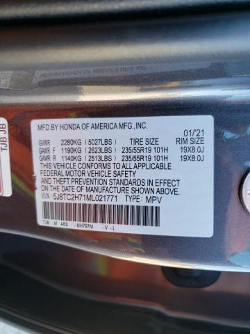 5J8TC2H71ML021771 - 2021 ACURA RDX ADVANCE GRAY photo 12