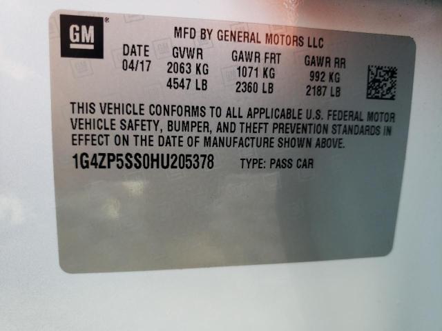 1G4ZP5SS0HU205378 - 2017 BUICK LACROSSE ESSENCE თეთრი ფოტო 12