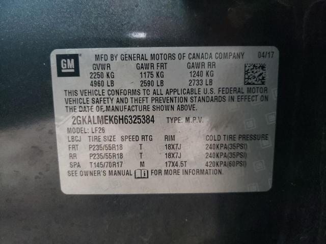 2GKALMEK6H6325384 - 2017 GMC TERRAIN SLE CHARCOAL photo 13