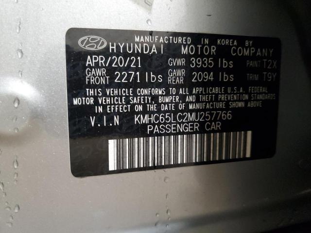 KMHC65LC2MU257766 - 2021 HYUNDAI IONIQ BLUE SILVER photo 12