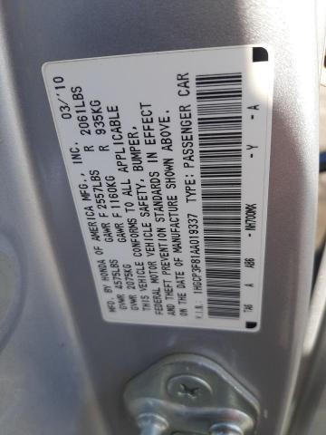 1HGCP3F81AA019337 - 2010 HONDA ACCORD EXL SILVER photo 12