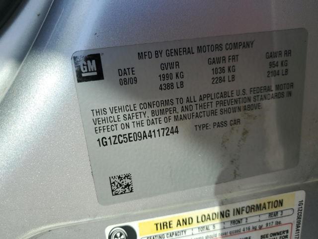 1G1ZC5E09A4117244 - 2010 CHEVROLET MALIBU 1LT 银色 照片 13