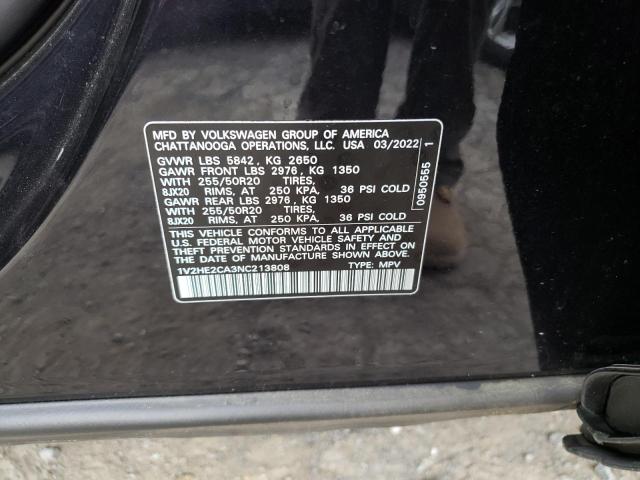 1V2HE2CA3NC213808 - 2022 VOLKSWAGEN ATLAS CROS SE Qara foto 12