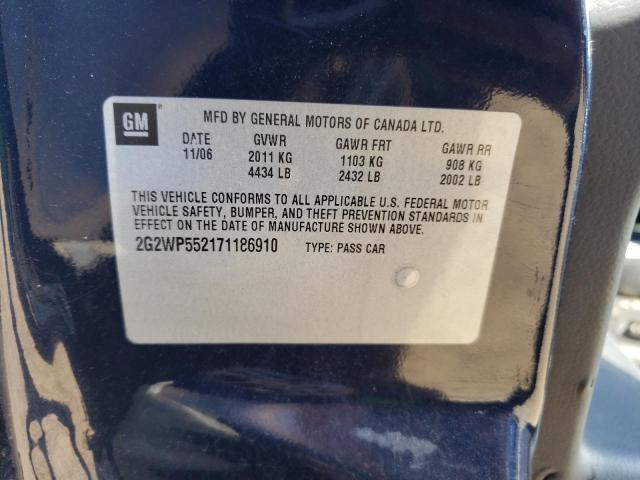 2G2WP552171186910 - 2007 PONTIAC GRAND PRIX 蓝色 照片 12