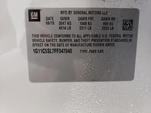 1G11C5SL7FF347940 - 2015 CHEVROLET MALIBU 1LT WHITE photo 12