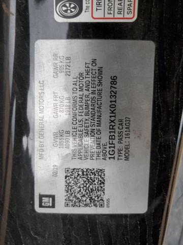 1G1FB1RX1K0132786 - 2019 CHEVROLET CAMARO LS BLACK photo 13