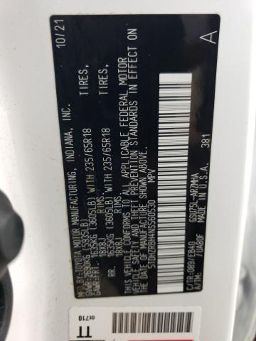 5TDHZRBH4NS560530 - 2022 TOYOTA HIGHLANDER XLE WHITE photo 12