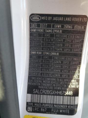 SALCR2BGXHH675448 - 2017 LAND ROVER DISCOVERY HSE WHITE photo 13