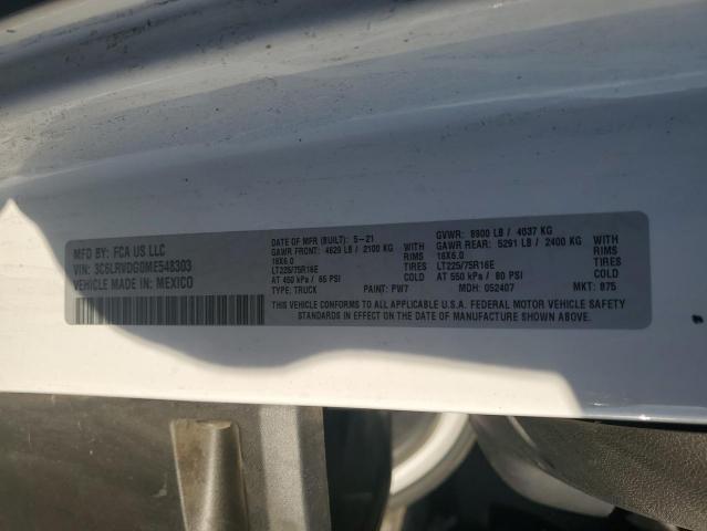 3C6LRVDG0ME548303 - 2021 RAM PROMASTER 2500 HIGH WHITE photo 13