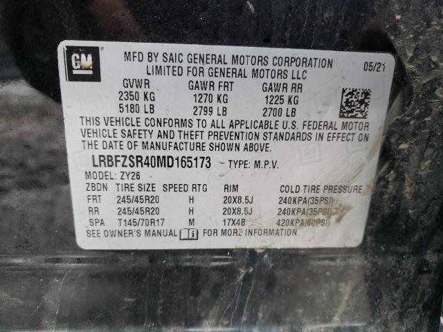 LRBFZSR40MD165173 - 2021 BUICK ENVISION AVENIR BLACK photo 13