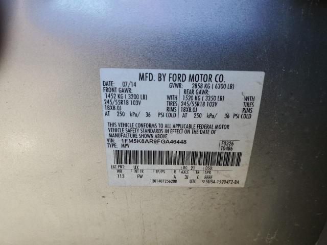 1FM5K8AR9FGA46448 - 2015 FORD EXPLORER POLICE INTERCEPTOR SILVER photo 13