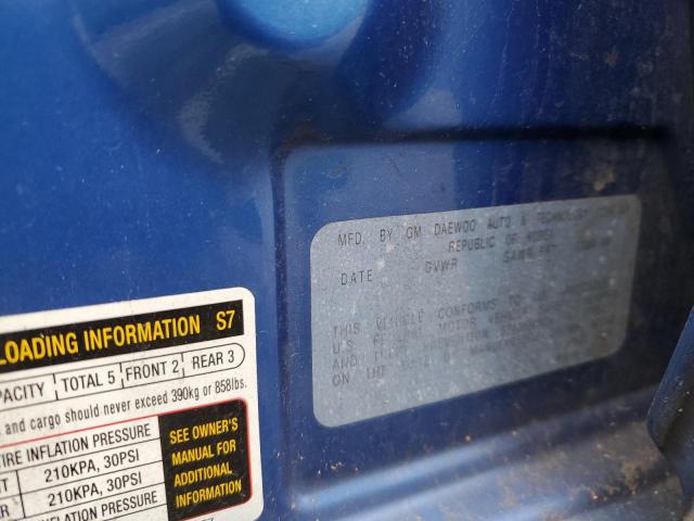 KL1TD52605B317828 - 2005 CHEVROLET AVEO BASE BLUE photo 12