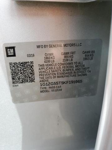 1G1ZG5ST5KF195965 - 2019 CHEVROLET MALIBU RS SILVER photo 12