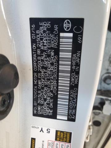 JTDKBRFUXG3003756 - 2016 TOYOTA PRIUS WHITE photo 12