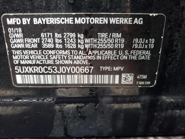 5UXKR0C53J0Y00667 - 2018 BMW X5 XDRIVE35I BLACK photo 13
