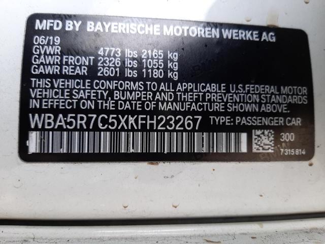 WBA5R7C5XKFH23267 - 2019 BMW 330XI WHITE photo 12