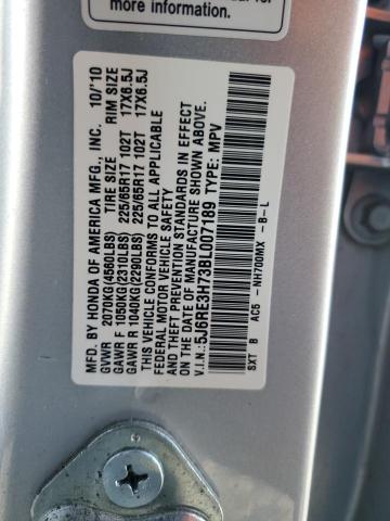 5J6RE3H73BL007189 - 2011 HONDA CR-V EXL SILVER photo 12