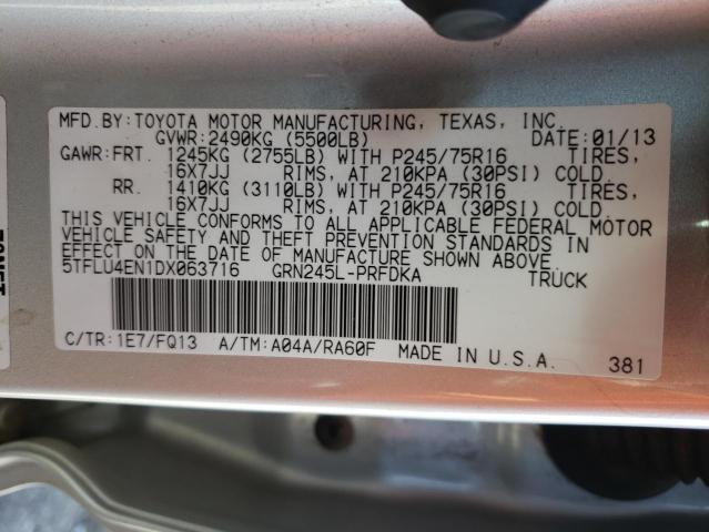 5TFLU4EN1DX063716 - 2013 TOYOTA TACOMA DOUBLE CAB Argent photo 12