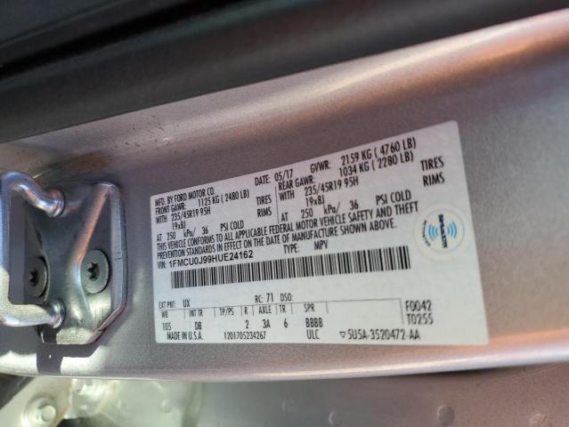 1FMCU0J99HUE24162 - 2017 FORD ESCAPE TITANIUM SILVER photo 12