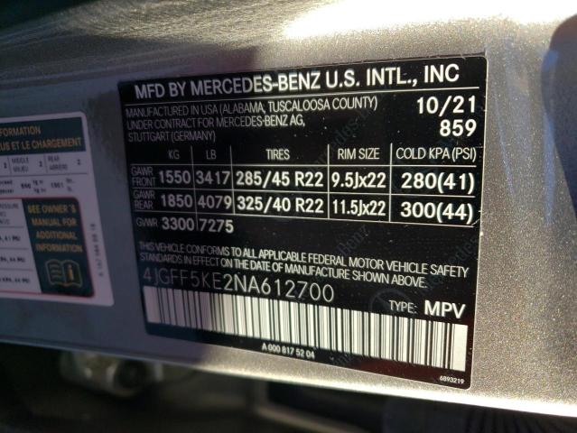 4JGFF5KE2NA612700 - 2022 MERCEDES-BENZ GLS 450 4MATIC SILVER photo 13