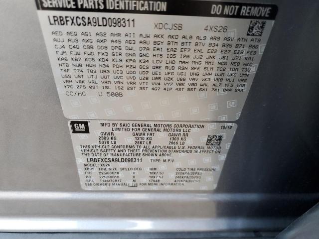 LRBFXCSA9LD098311 - 2020 BUICK ENVISION ESSENCE ვერცხლისფერი ფოტო 12