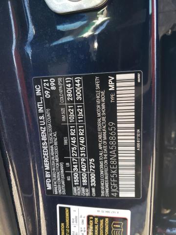 4JGFF5KE8NA588659 - 2022 MERCEDES-BENZ GLS 450 4MATIC BLUE photo 13