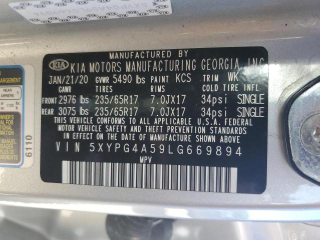 5XYPG4A59LG669894 - 2020 KIA SORENTO S SILVER photo 13