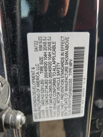 5FNYF7H52NB003355 - 2022 HONDA PASSPORT EXL შავი ფოტო 14