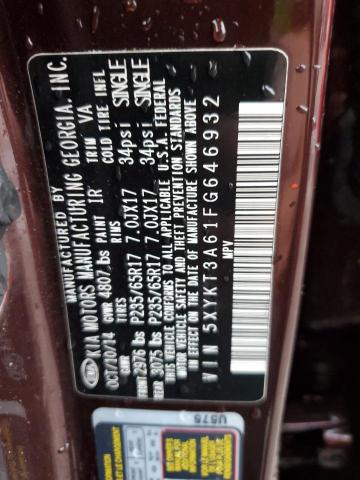 5XYKT3A61FG646932 - 2015 KIA SORENTO LX BURGUNDY photo 13