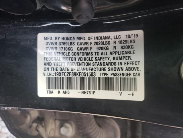 19XFC2F89KE051503 - 2019 HONDA CIVIC SPORT 黑色 照片 12