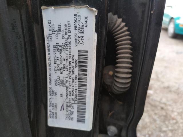 5TEGN92N41Z771186 - 2001 TOYOTA TACOMA DOUBLE CAB PRERUNNER BLACK photo 12