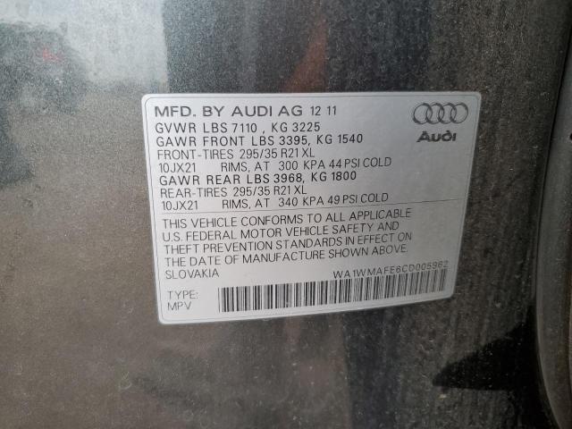 WA1WMAFE6CD005962 - 2012 AUDI Q7 PRESTIGE GRAY photo 13