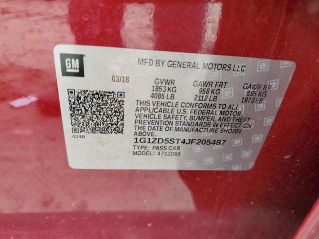 1G1ZD5ST4JF205487 - 2018 CHEVROLET MALIBU LT RED photo 12