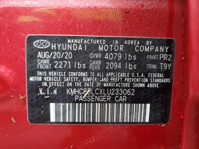 KMHC85LCXLU233062 - 2020 HYUNDAI IONIQ SEL RED photo 12