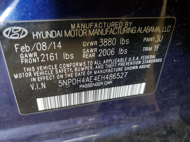 5NPDH4AE4EH486527 - 2014 HYUNDAI ELANTRA SE BLUE photo 12