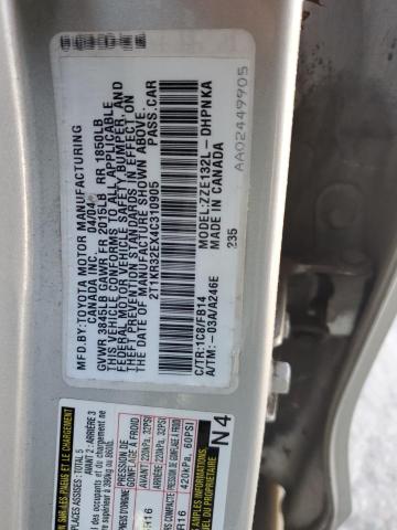 2T1KR32EX4C310905 - 2004 TOYOTA COROLLA MA XR SILVER photo 12