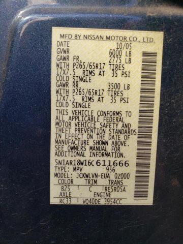 5N1AR18W16C611666 - 2006 NISSAN PATHFINDER LE GRAY photo 14