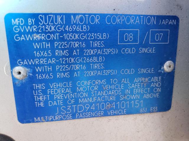 JS3TD941084101151 - 2008 SUZUKI GRAND VITA SILVER photo 12