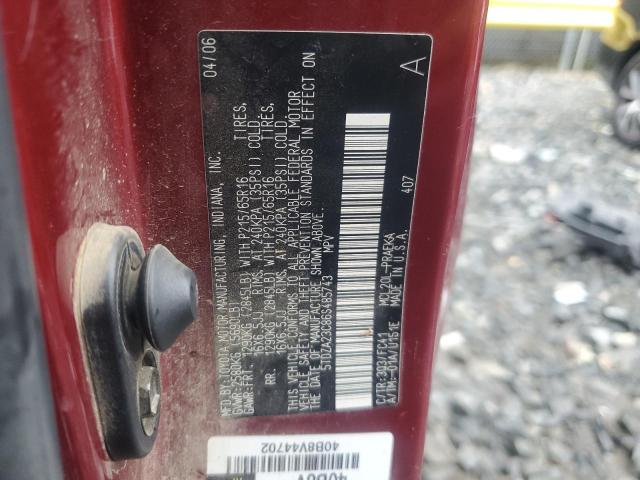 5TDZA23C86S485743 - 2006 TOYOTA SIENNA CE BURGUNDY photo 14