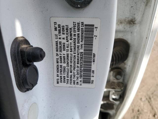 19XFB2F9XDE256326 - 2013 HONDA CIVIC EXL თეთრი ფოტო 12