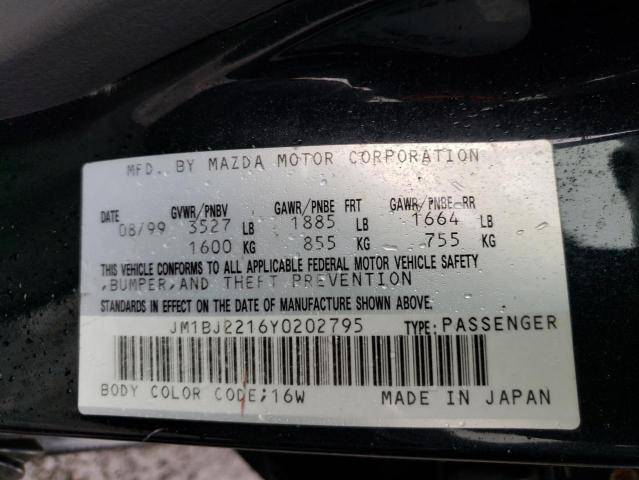 JM1BJ2216Y0202795 - 2000 MAZDA PROTEGE ES 黑色 照片 12