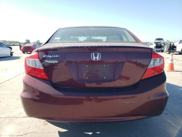 19XFB2F53CE103878 - 2012 HONDA CIVIC LX BURGUNDY photo 6