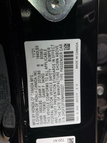 2HGFE2F55NH550227 - 2022 HONDA CIVIC SPORT შავი ფოტო 13