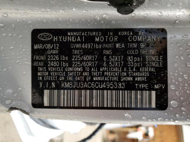 KM8JU3AC6CU495333 - 2012 HYUNDAI TUCSON GLS SILVER photo 14