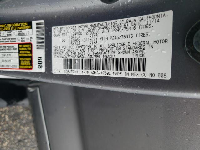 3TMJU4GN7FM183050 - 2015 TOYOTA TACOMA DOUBLE CAB PRERUNNER SILVER photo 12