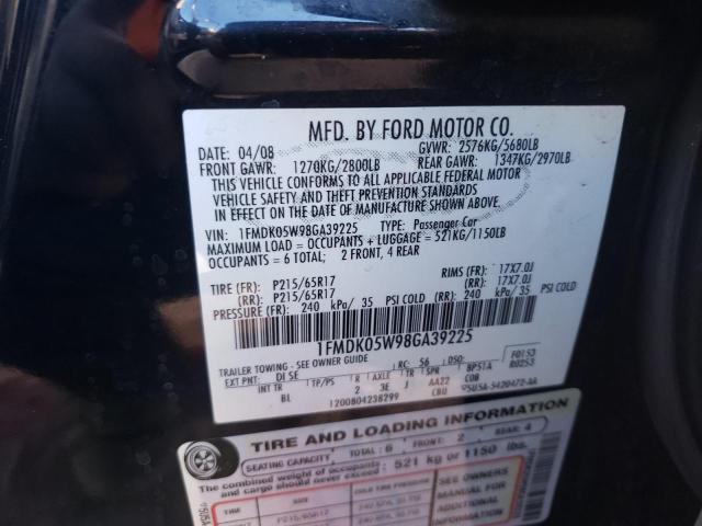 1FMDK05W98GA39225 - 2008 FORD TAURUS X SEL BLACK photo 13