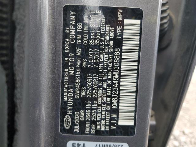 KM8J23A45MU308888 - 2021 HYUNDAI TUCSON SE GRAY photo 12