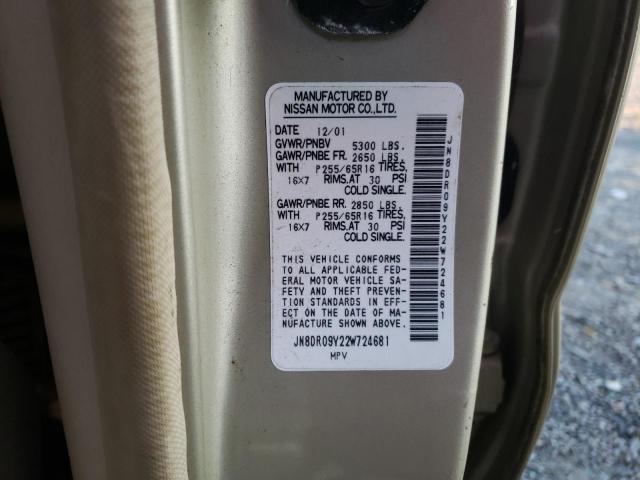 JN8DR09Y22W724681 - 2002 NISSAN PATHFINDER LE BEIGE photo 13