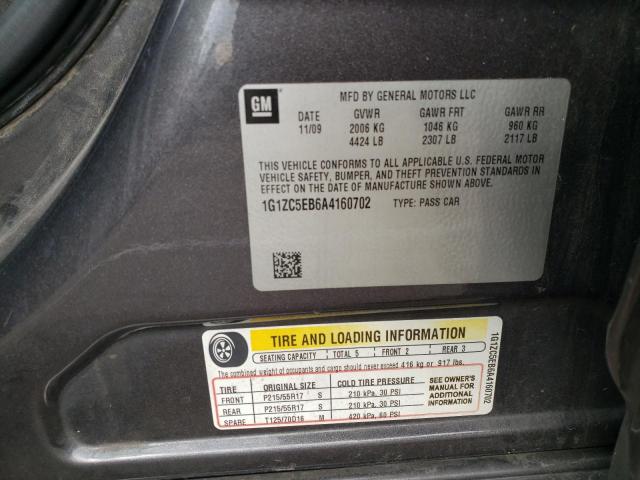 1G1ZC5EB6A4160702 - 2010 CHEVROLET MALIBU 1LT 石墨色 照片 12