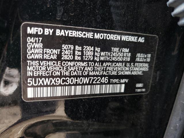 5UXWX9C30H0W72246 - 2017 BMW X3 XDRIVE28I BLACK photo 13